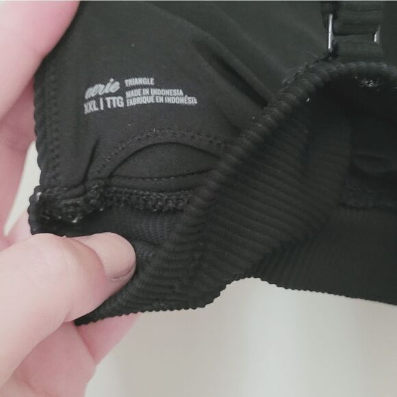 Aerie Triangle Plunge Ribbed Bikini Top in Black Size XXL - Picture 7 of 7